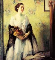 Fernand Toussaint - A Young Woman Holding A Bouquet